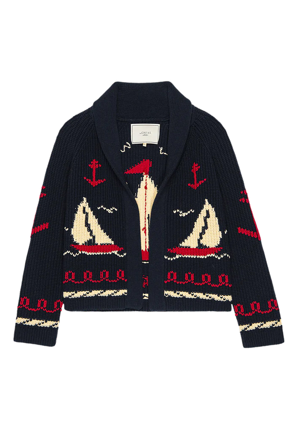 The Sailboat Lodge Cardigan in Dark Navy