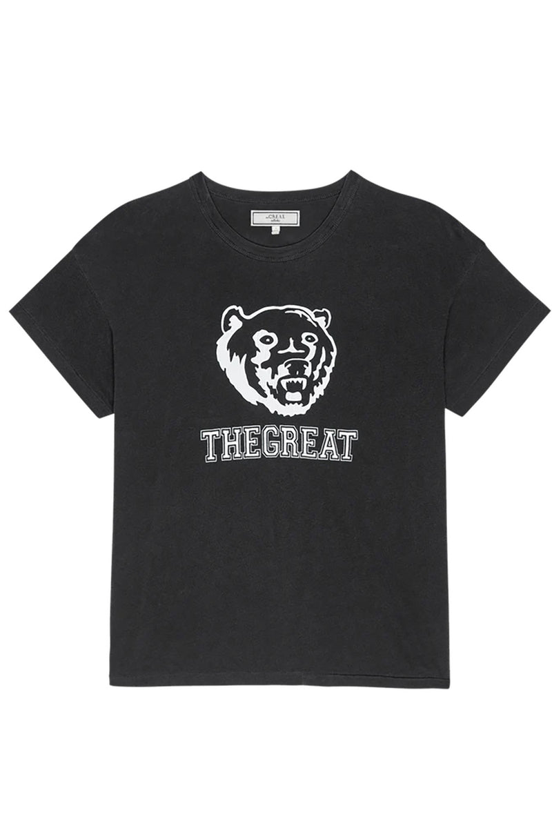The Boxy Crew in Washed Black with Bear Graphic