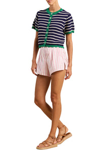 Aurora Cardigan in Navy with Antique White Stripe