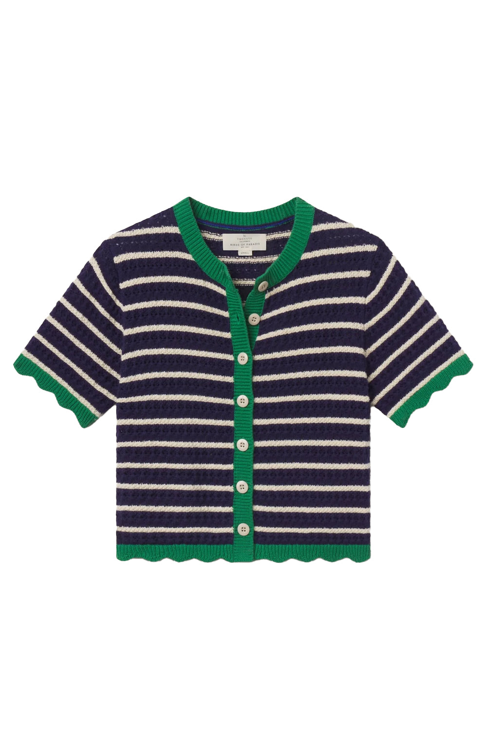 Aurora Cardigan in Navy with Antique White Stripe
