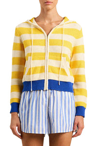 Rafa Zip-Up Hoodie in Yellow Stripe