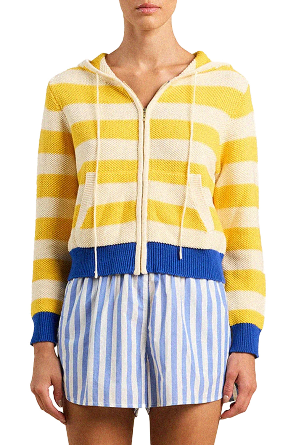 Rafa Zip-Up Hoodie in Yellow Stripe