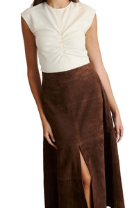 Suede Hudson Skirt in Chocolate