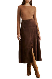 Suede Hudson Skirt in Chocolate
