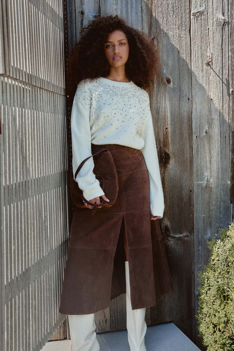 Suede Hudson Skirt in Chocolate