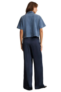 Jade Suede Top in Steel Blue