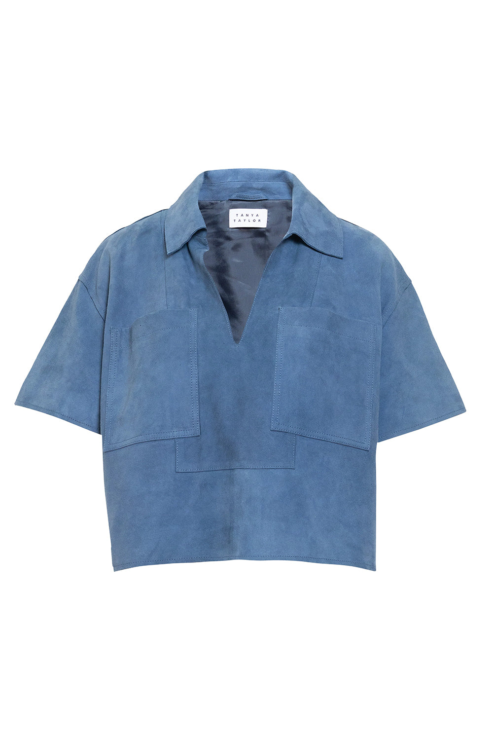 Jade Suede Top in Steel Blue