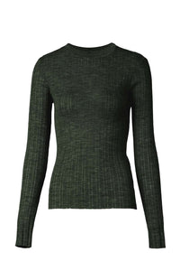 Crew Neck Kayden Knit in Forest Green Melange