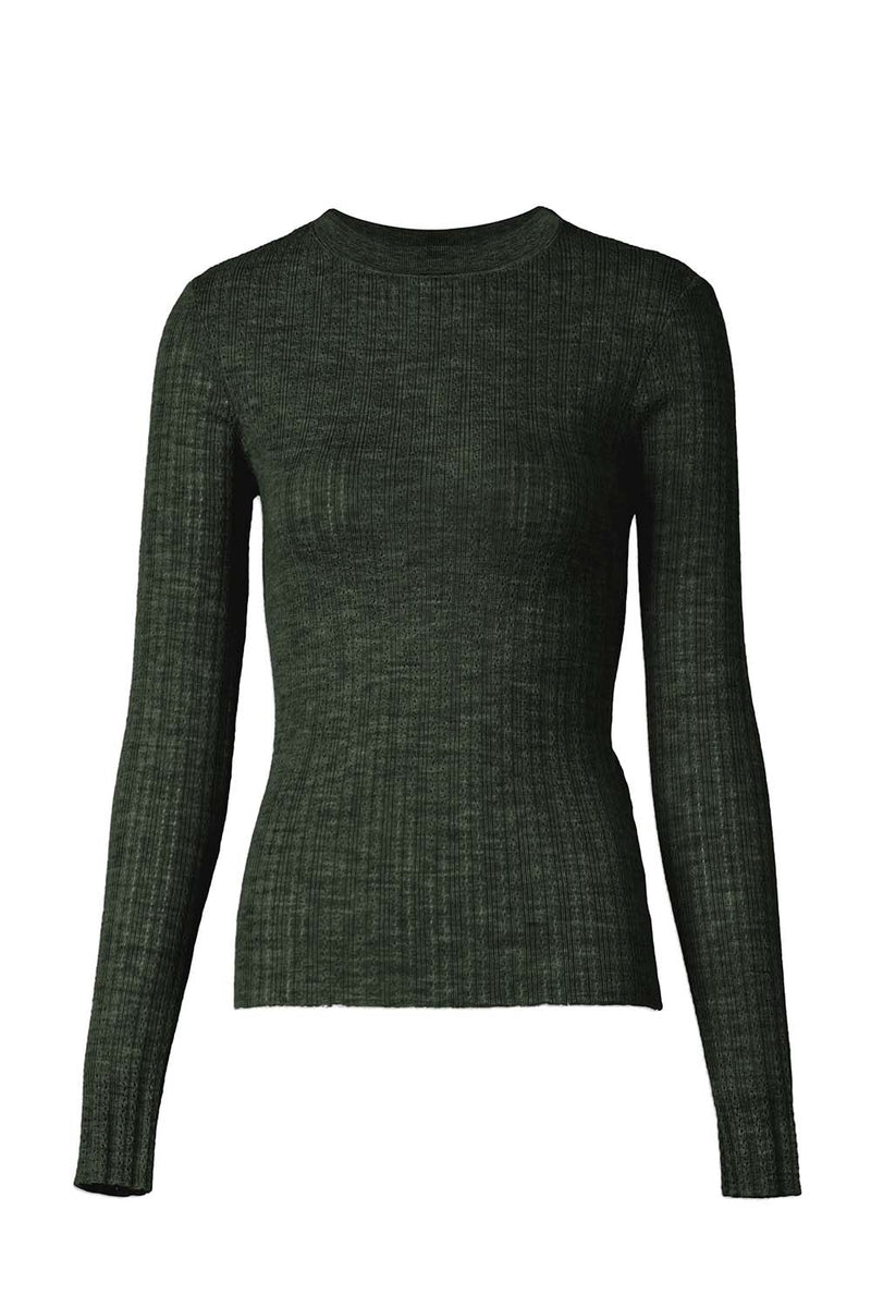 Crew Neck Kayden Knit in Forest Green Melange