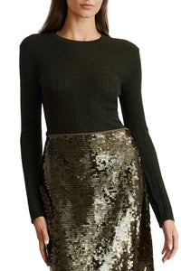 Crew Neck Kayden Knit in Forest Green Melange