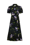 Short Sleeve Midi Shivon Dress in Black Periwinkle Multi