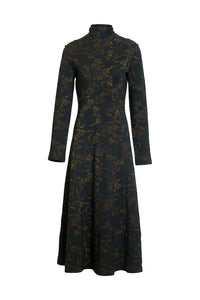 Thea Dress in Black Forest Green Multi