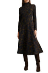 Thea Dress in Black Forest Green Multi
