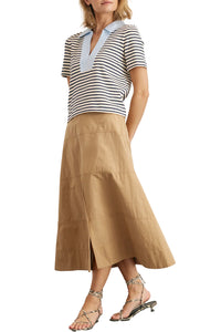 Melanie Top in Cream Maritime Blue Thin Stripe