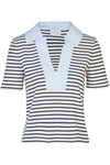 Melanie Top in Cream Maritime Blue Thin Stripe
