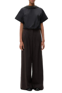 Forever & Always Reversible Shirt w/ Crystal Collar in Black