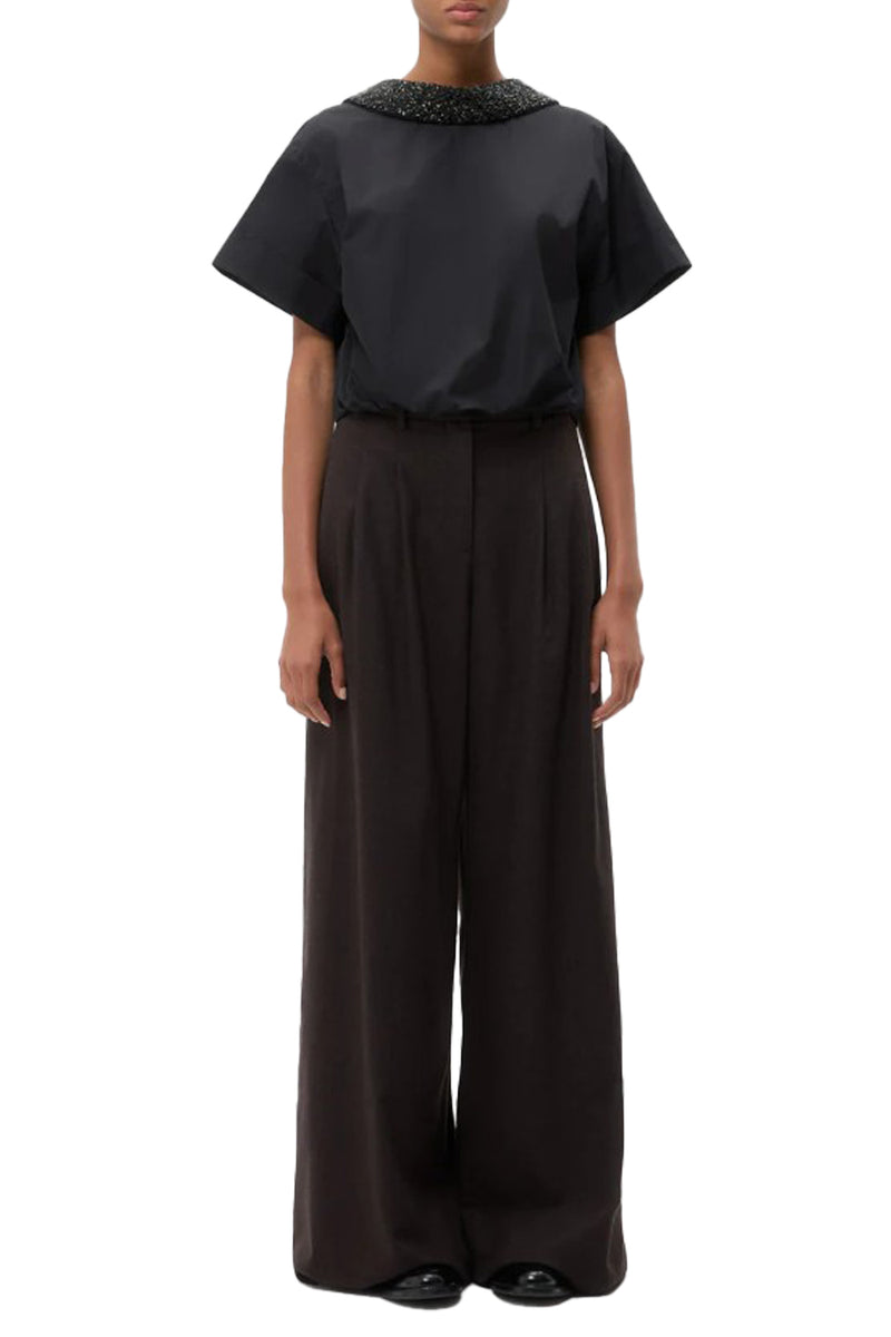 Forever & Always Reversible Shirt w/ Crystal Collar in Black