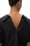 Forever & Always Reversible Shirt w/ Crystal Collar in Black