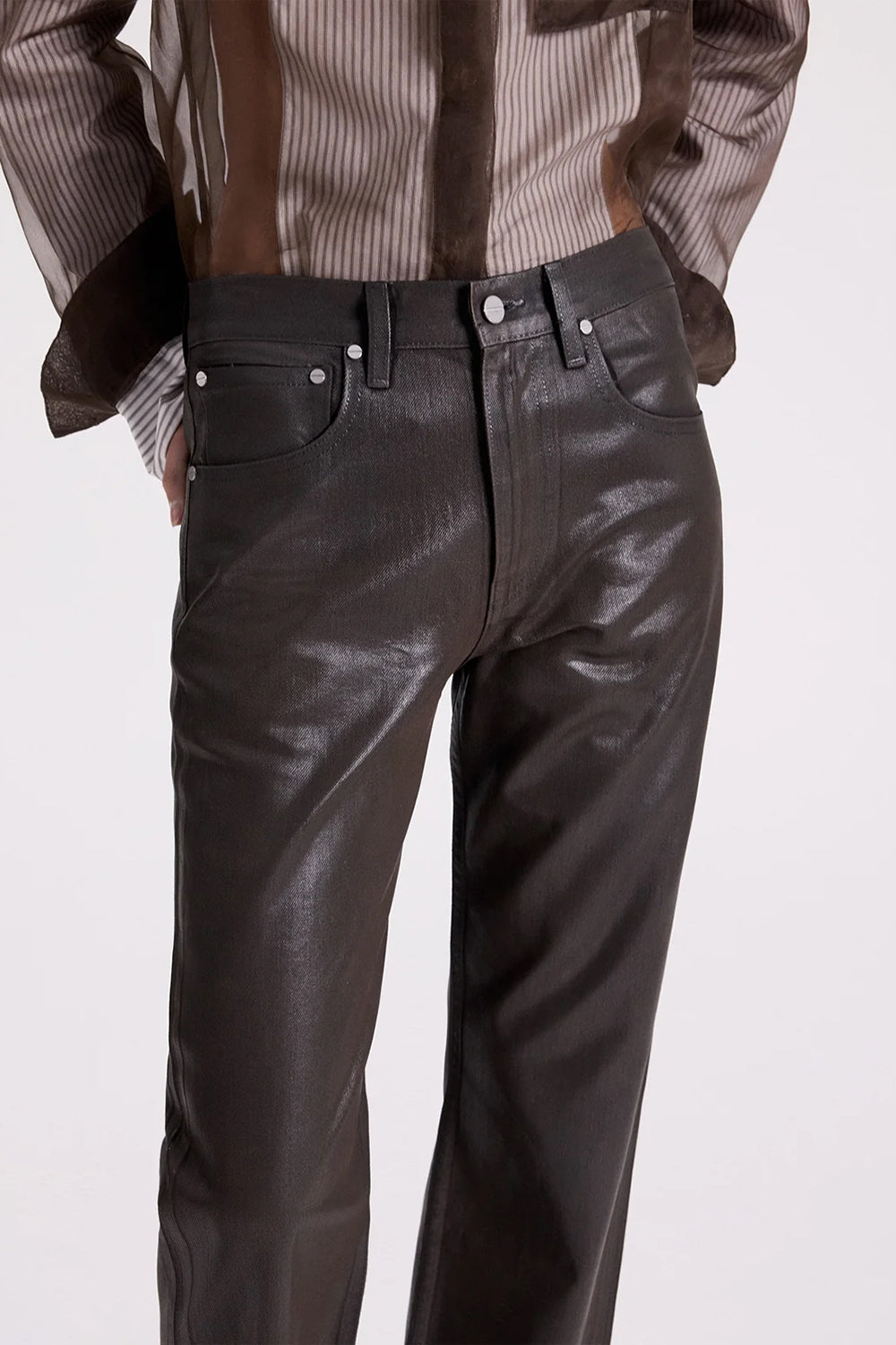 Kent St Jean in Coated Denim in Chocolate