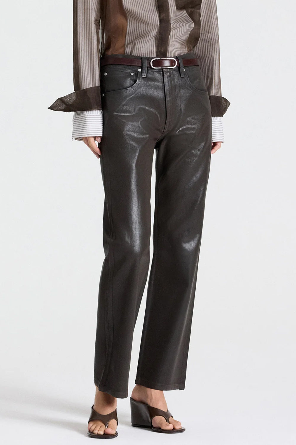 Kent St Jean in Coated Denim in Chocolate