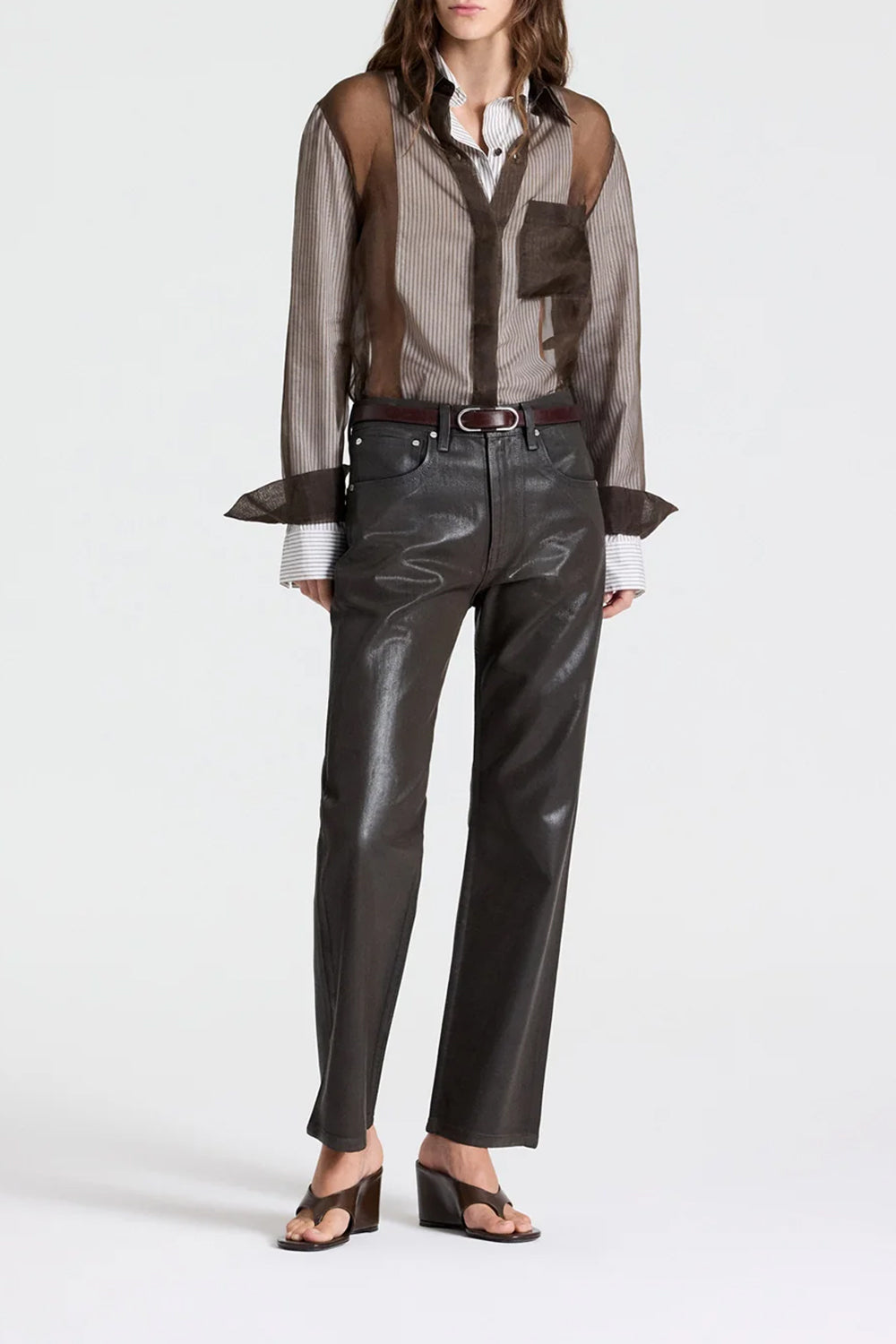 Kent St Jean in Coated Denim in Chocolate