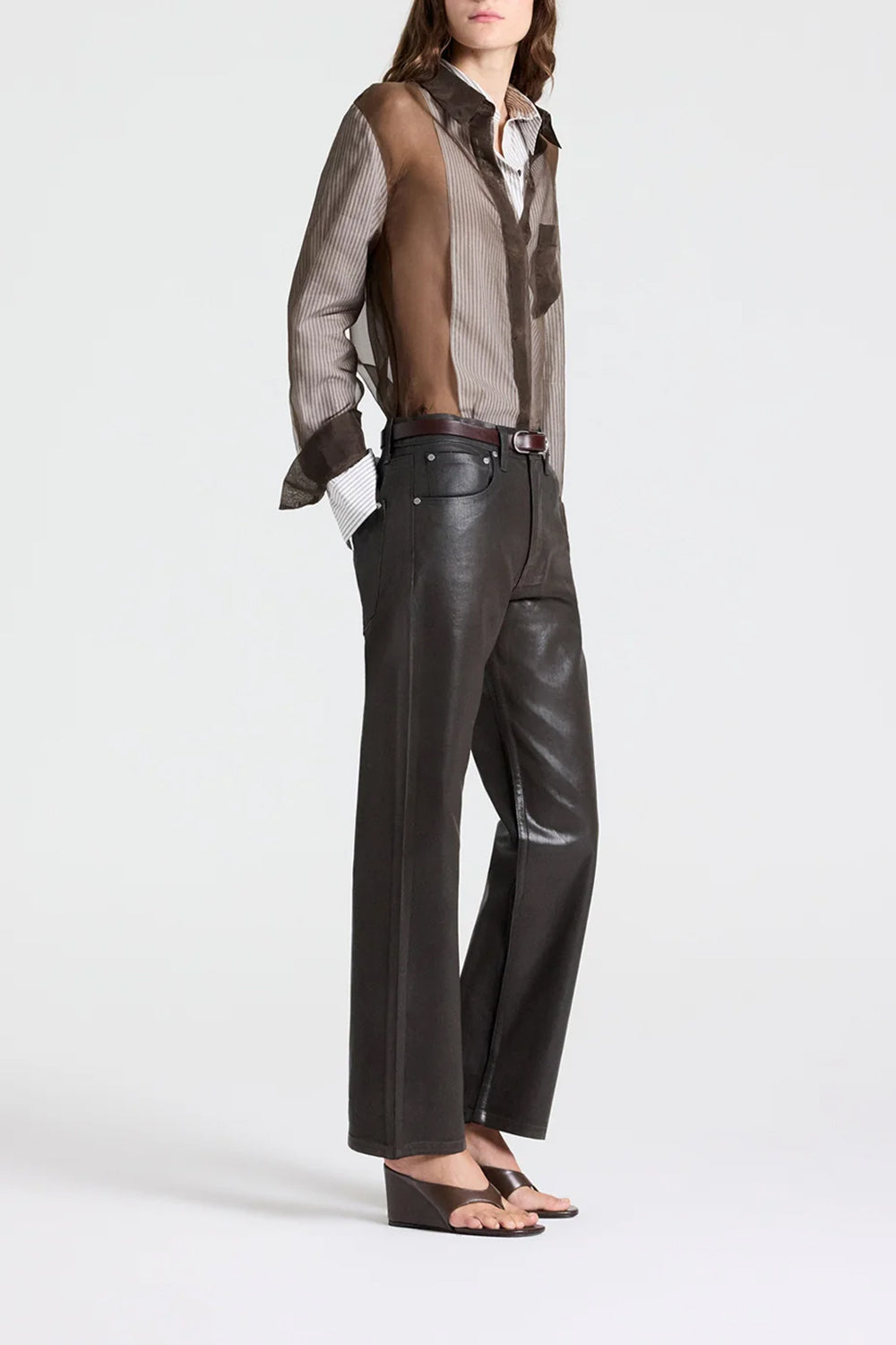 Kent St Jean in Coated Denim in Chocolate