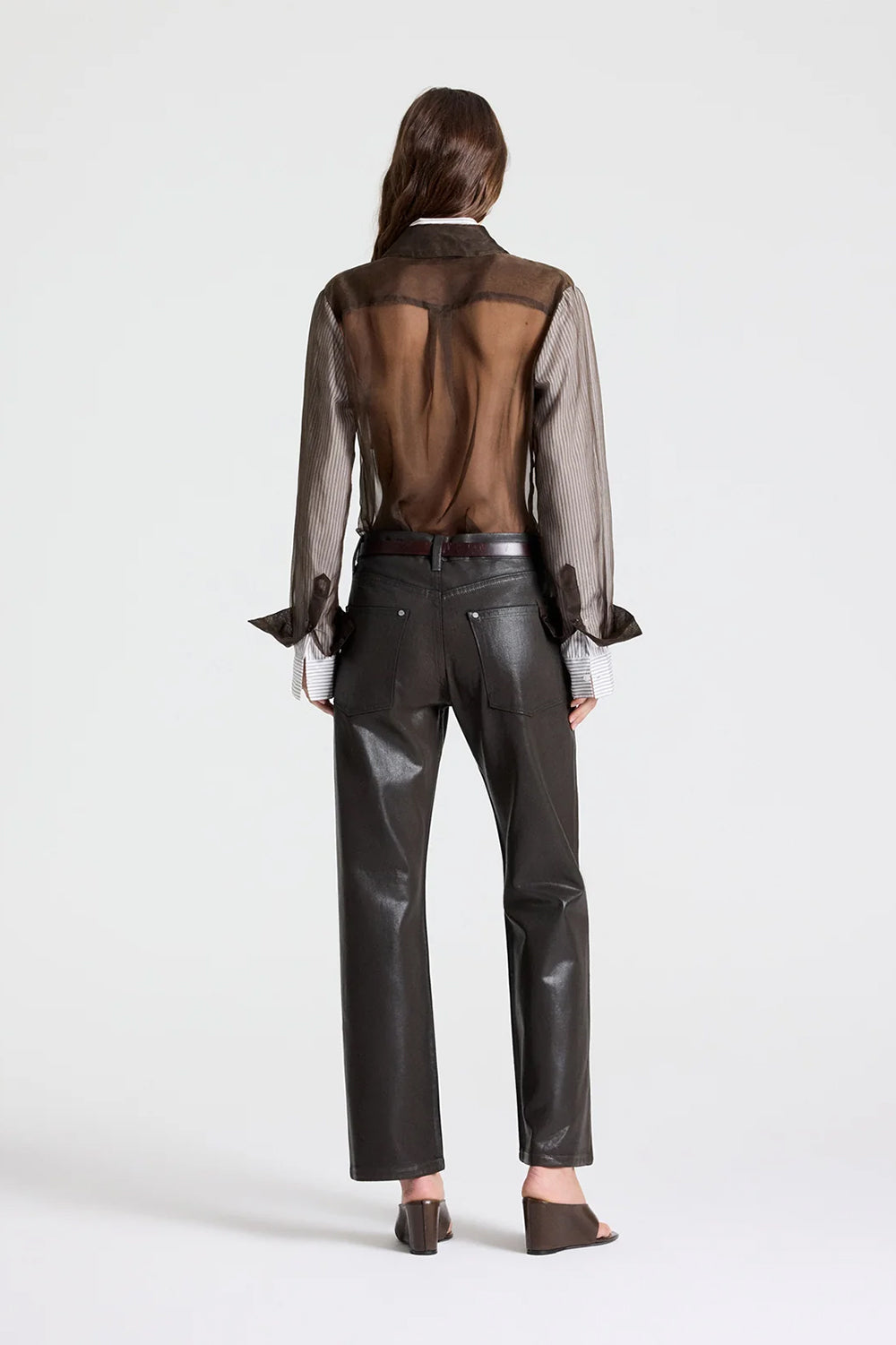 Kent St Jean in Coated Denim in Chocolate