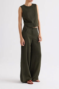 Demie Pant in Coated Viscose Linen Rosin