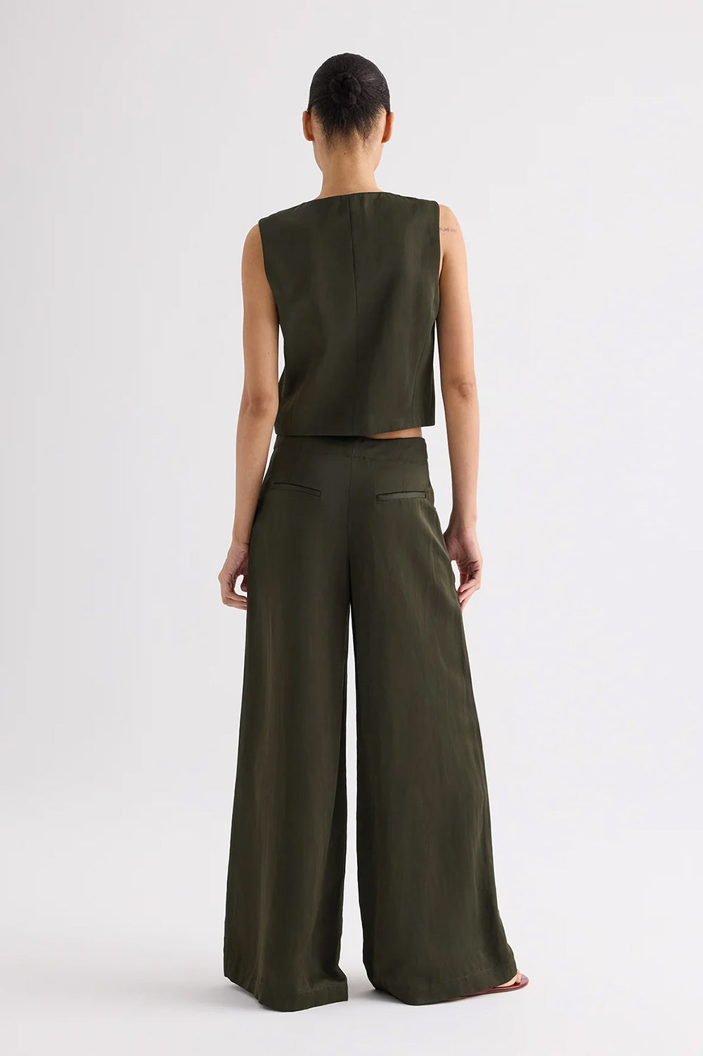 Demie Pant in Coated Viscose Linen Rosin