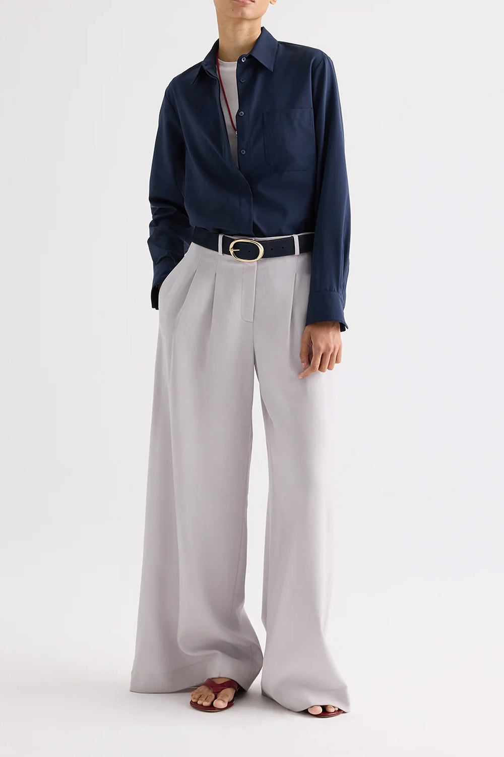 Avery Pant in Couture Stretch Suiting Vapor Blue