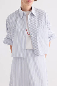 Next Ex in Cotton Stripes White Navy