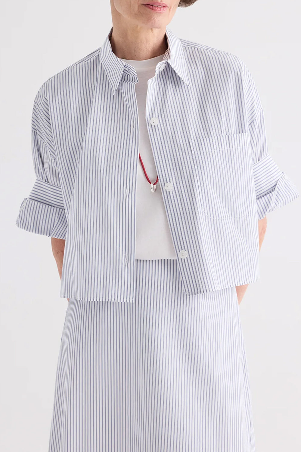 Next Ex in Cotton Stripes White Navy