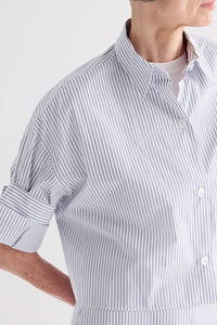 Next Ex in Cotton Stripes White Navy