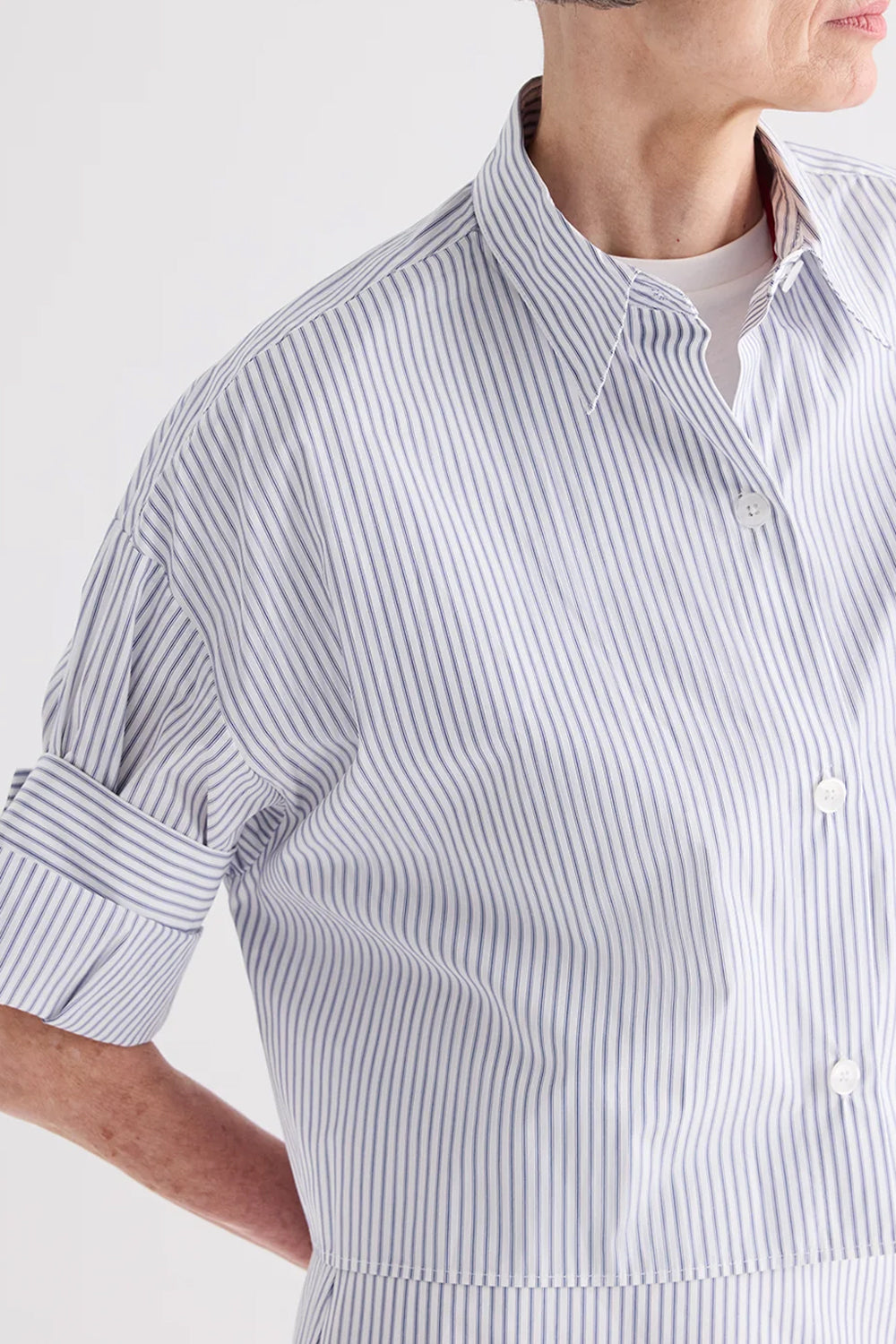 Next Ex in Cotton Stripes White Navy