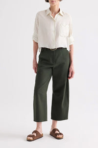 Next Ex Shirt in Pencil Stripe Viscose Ivory Blue
