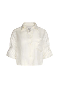 Next Ex Shirt in Pencil Stripe Viscose Ivory Blue