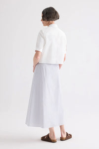 Short Lived Shirt with Pleated Placket in Super Compact Poplin White