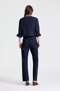 New Chapter Shirt With Crystal Collar in Cotton Poplin Midnight
