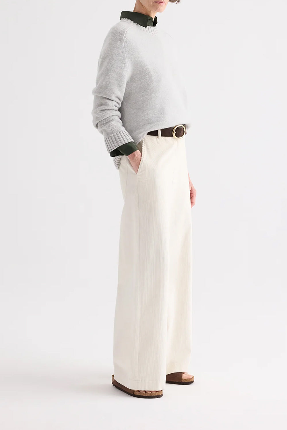 New Jill Crewneck Sweater in Italian Cashmere Pumice