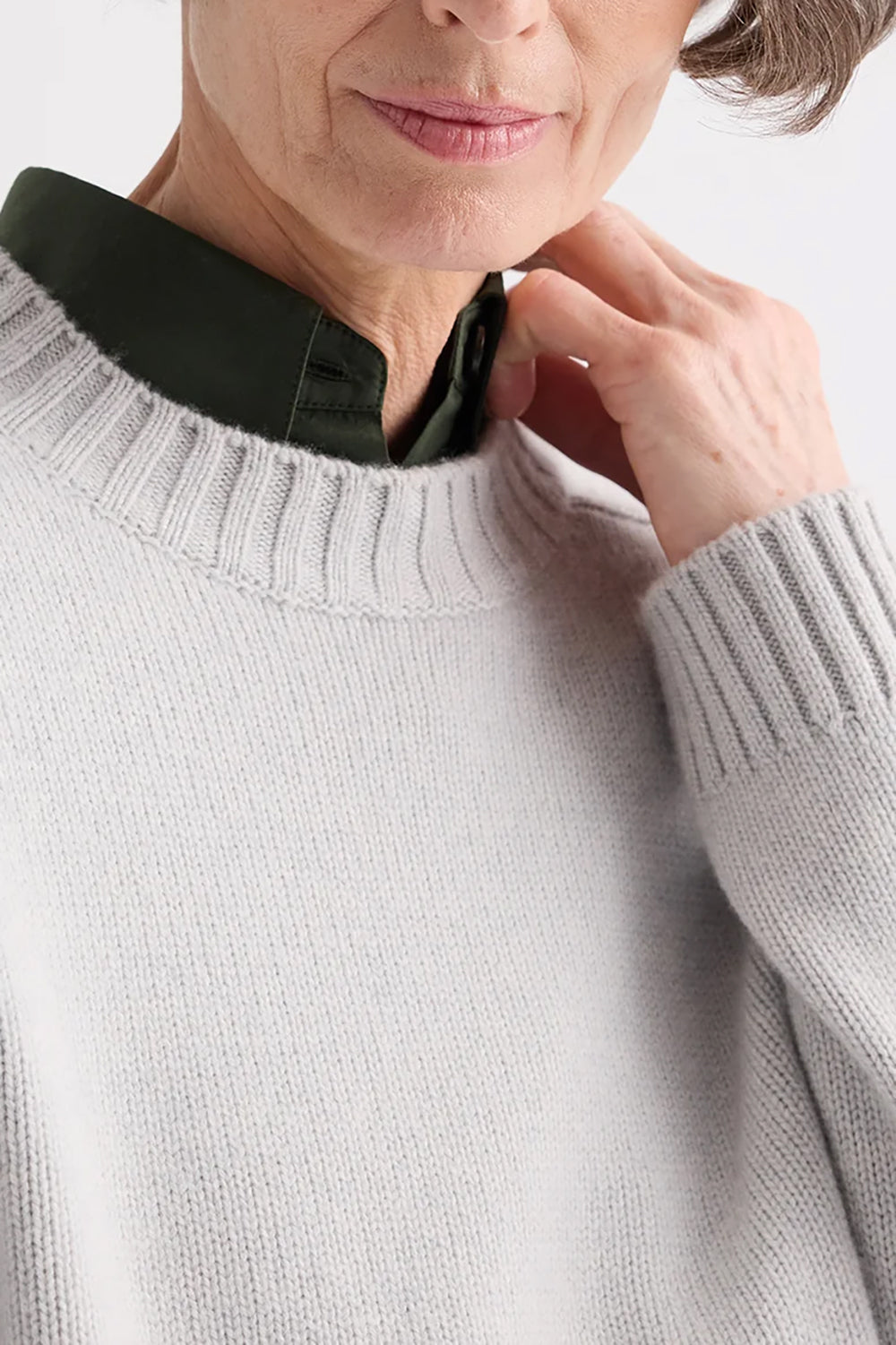 New Jill Crewneck Sweater in Italian Cashmere Pumice
