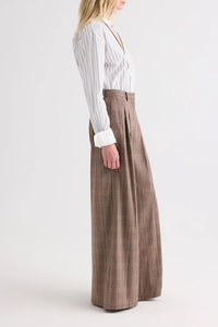 Avery Pant in Glen Plaid Wool Flannel Brown Multi