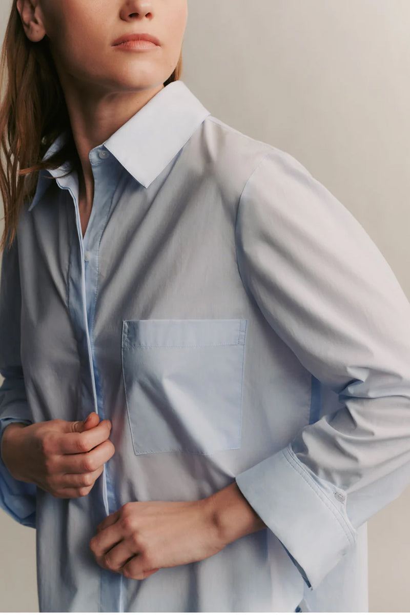 Boyfriend Shirt in Superfine Cotton Baby Blue
