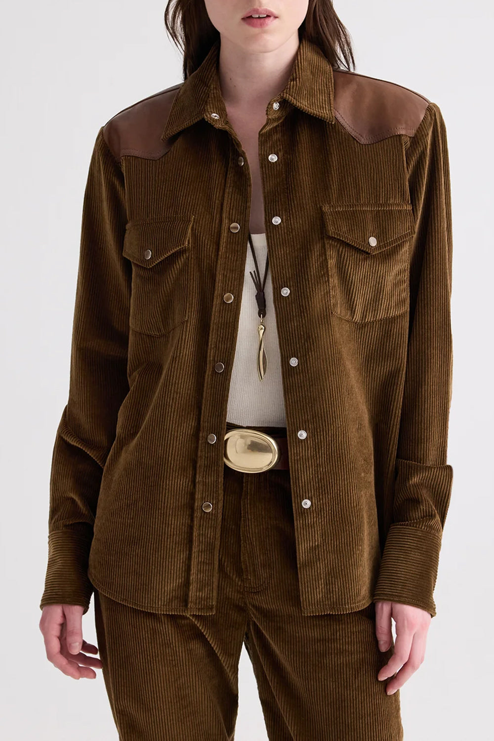 Cowboy Take Me Away Shirt with Combo in Torkel Corduroy Pinecone Bison