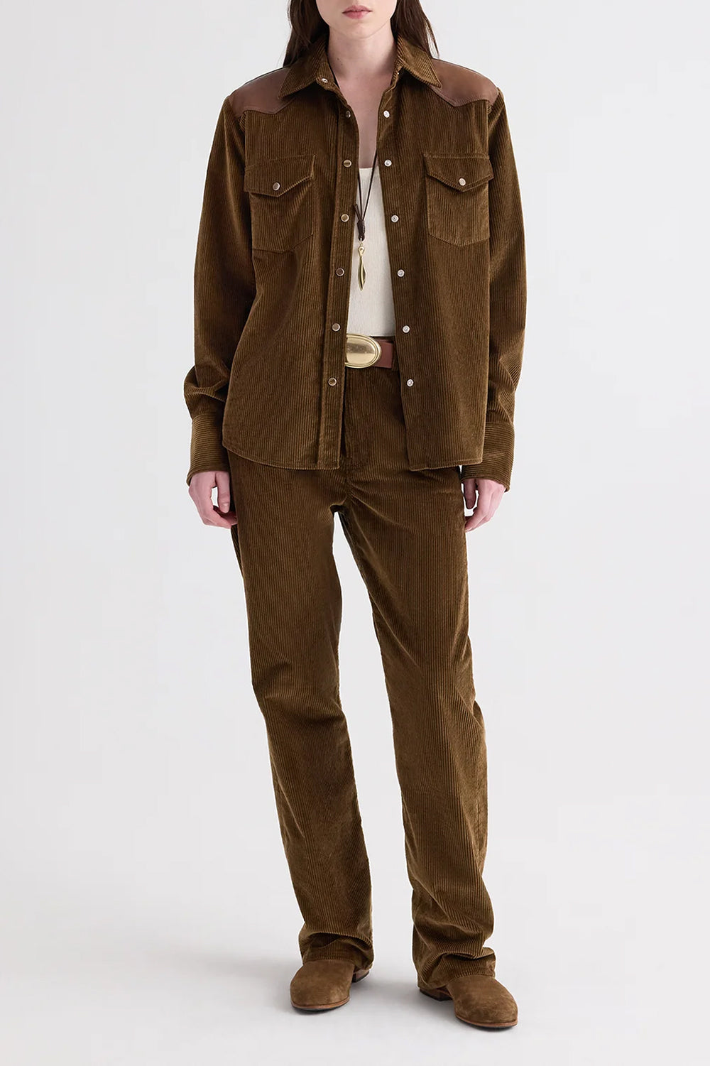 Cowboy Take Me Away Shirt with Combo in Torkel Corduroy Pinecone Bison