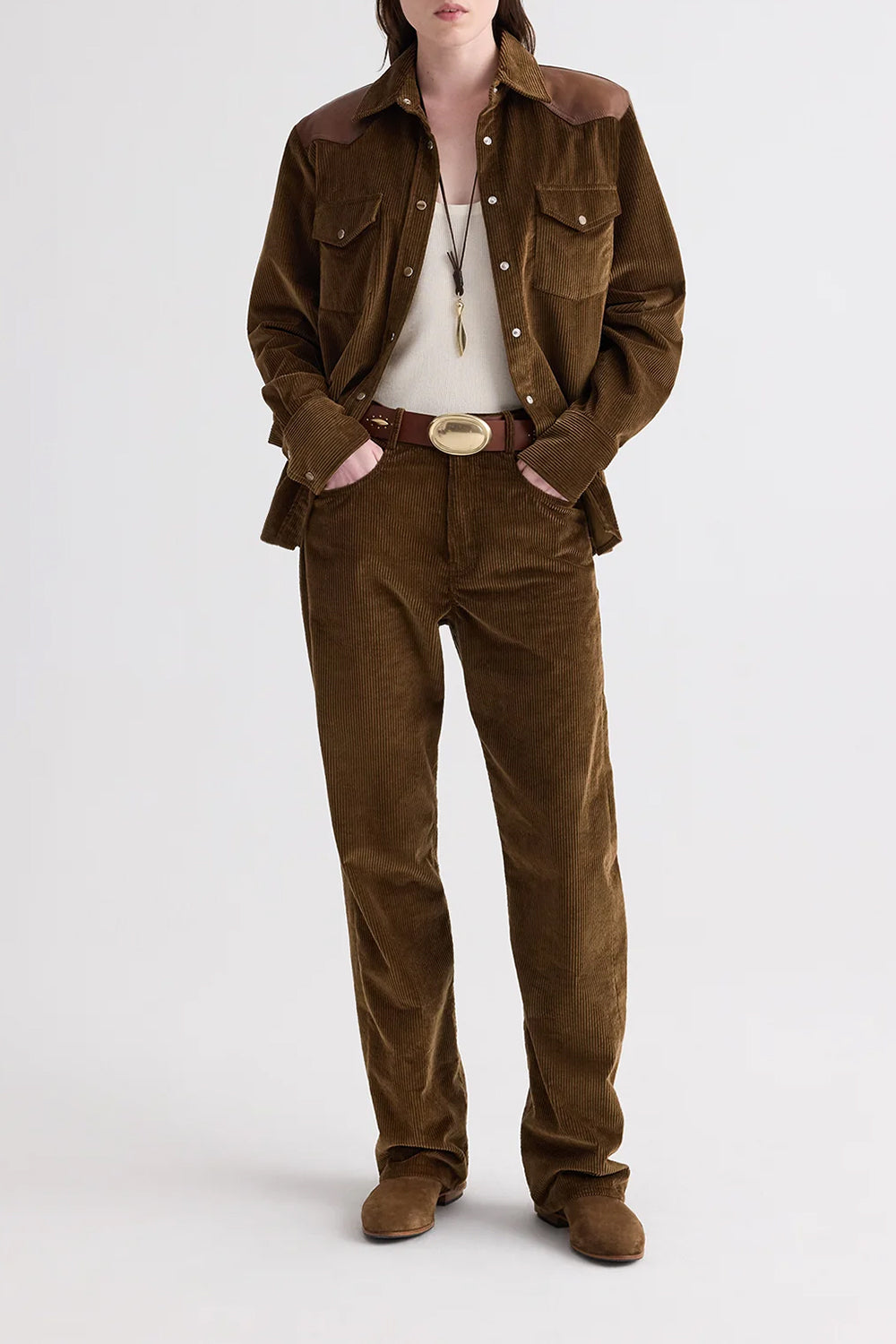 Cowboy Take Me Away Shirt with Combo in Torkel Corduroy Pinecone Bison