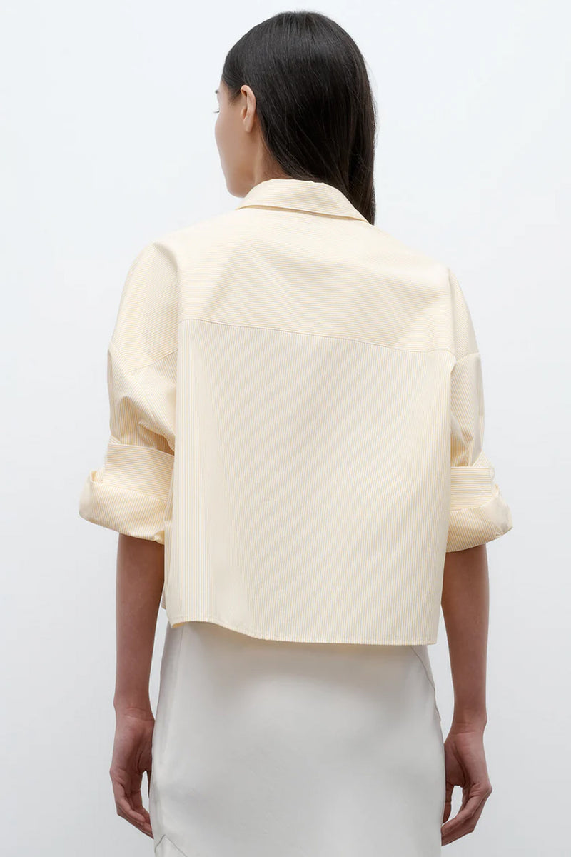 Next Ex Cotton Shirt in Ivory Yellow