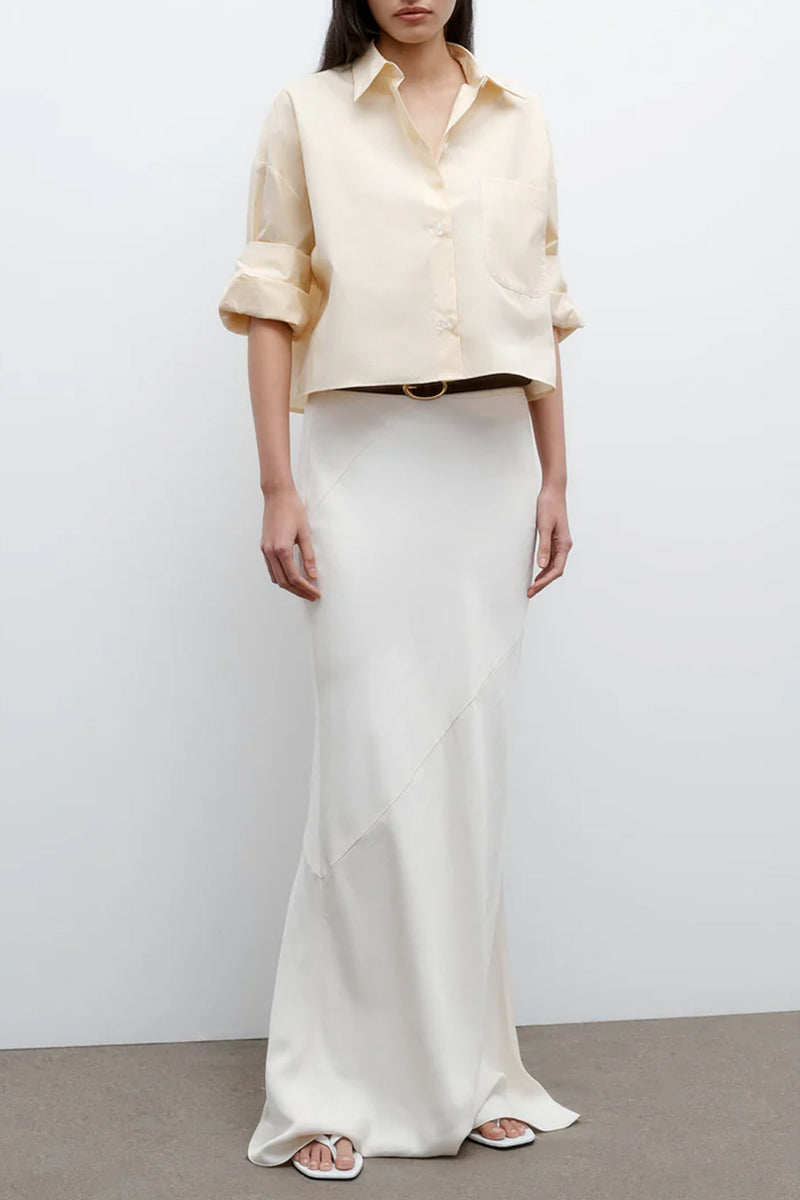 Next Ex Cotton Shirt in Ivory Yellow