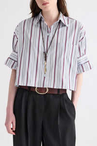 Next Ex Cotton Shirt in Light Grey Multi