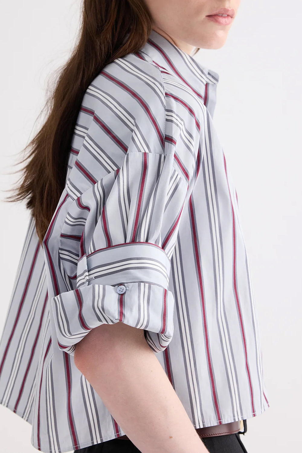 Next Ex Cotton Shirt in Light Grey Multi