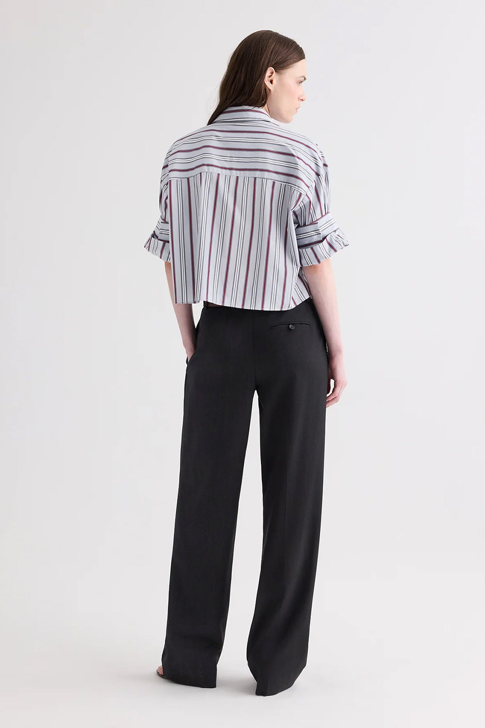 Next Ex Cotton Shirt in Light Grey Multi